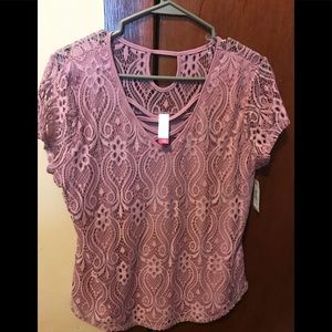 A lacy mauve dressy shirt.